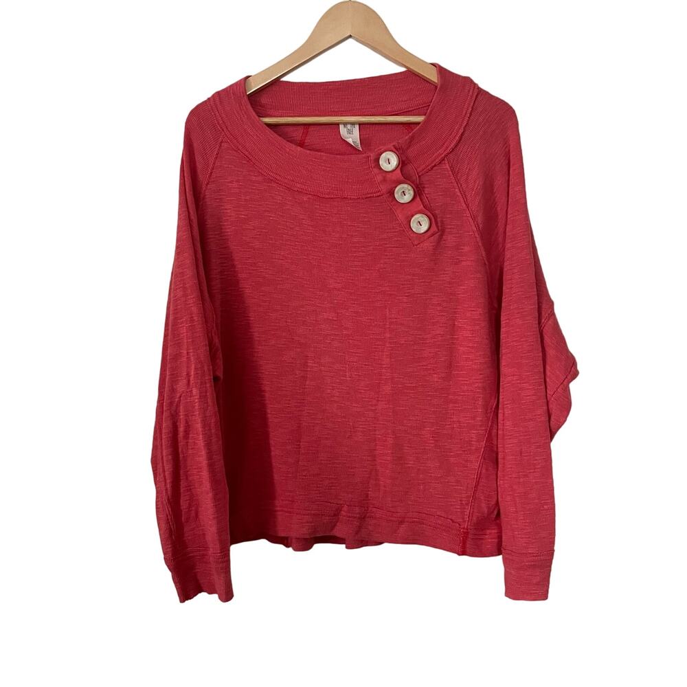 We The Free Don't Forget Me Pullover Sweater Women's Size Large Coral Pink